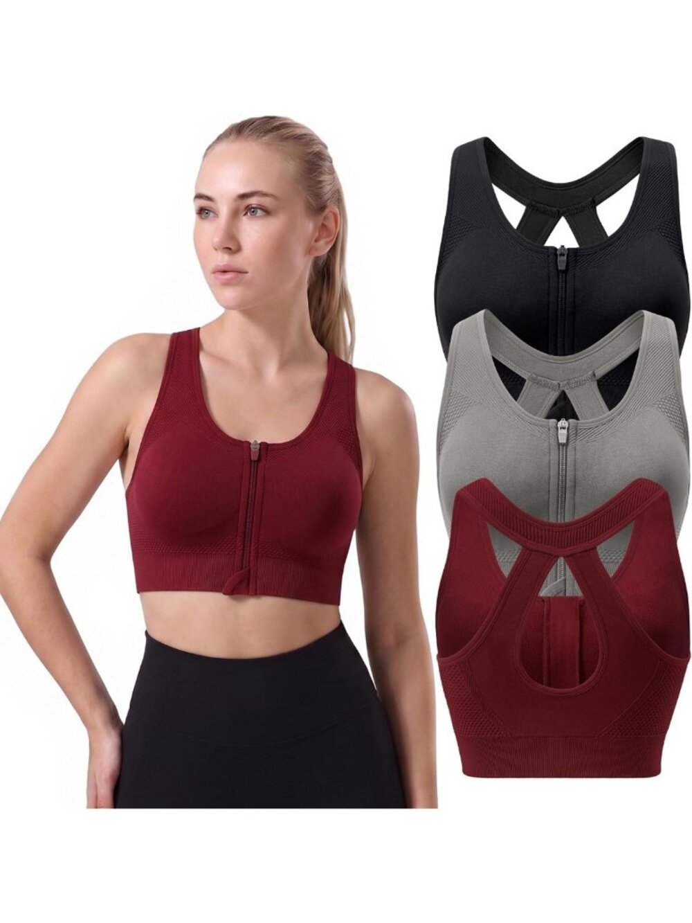 Seamless Front Closure Sports Bra for Women - Wireless, Medium Support, Comfort